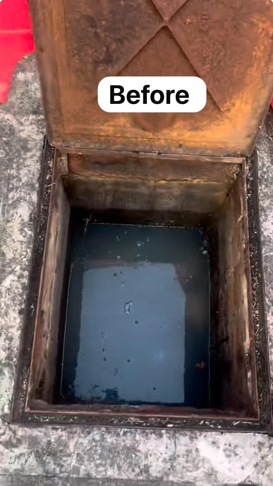 Blocked gully full of water — before