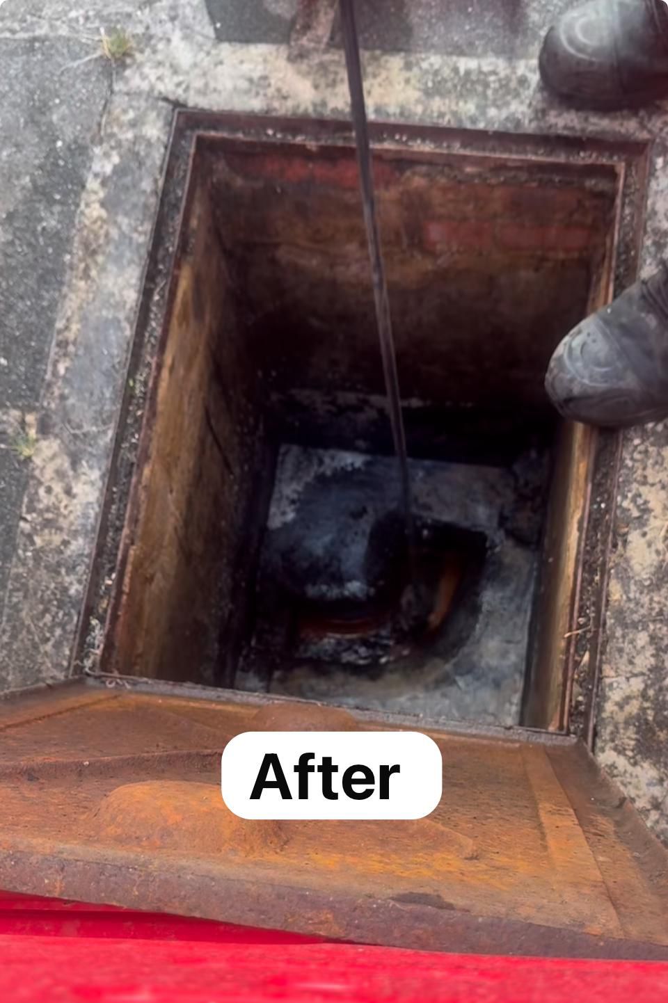 Same gully cleared and draining — after